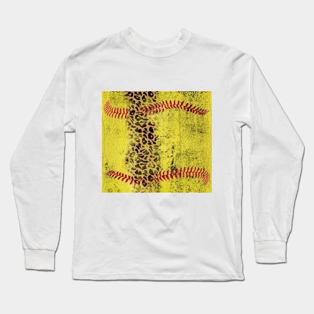 Cheetah texture softball ball Long Sleeve T-Shirt by 2SUNS